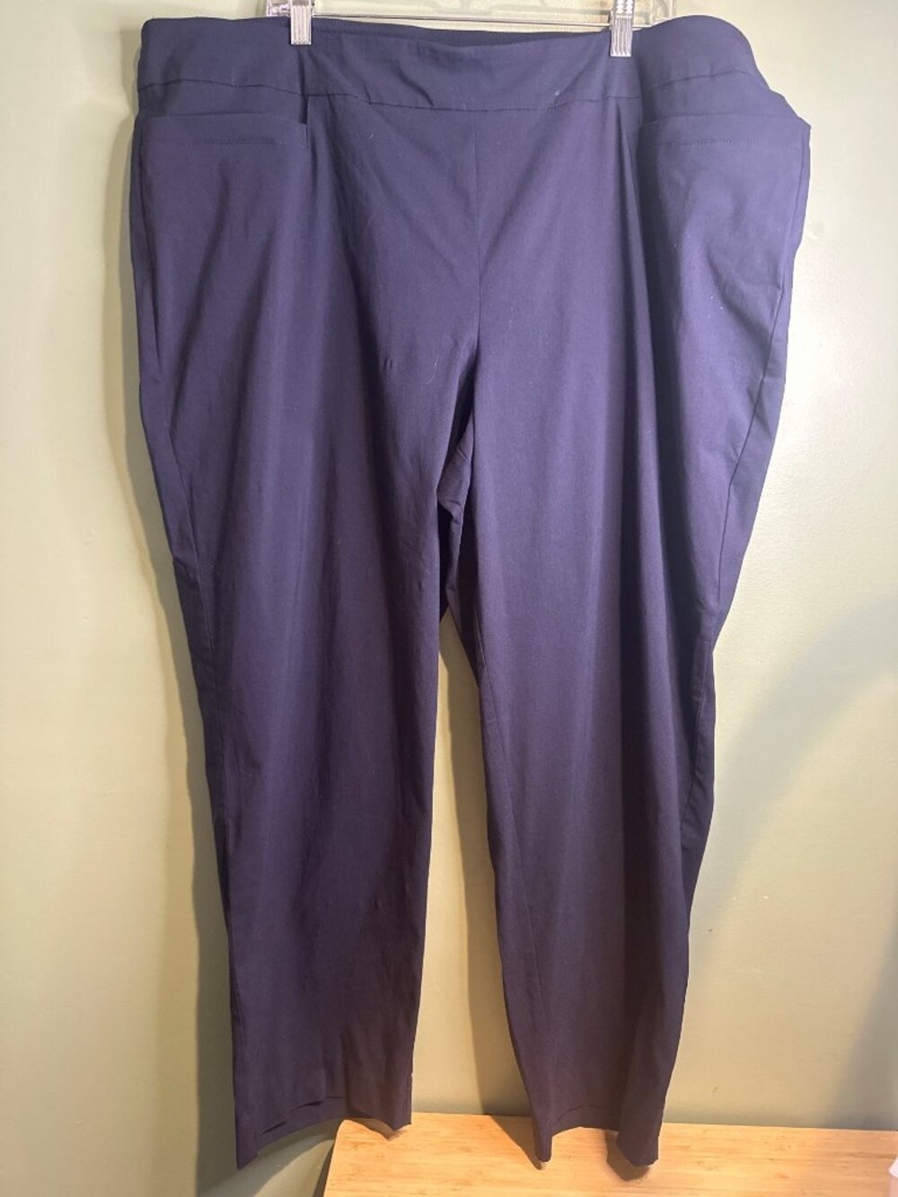 Zac & Rachel Woman Navy Blue Pull On Dress Pants 24W Plus Stretch Career Ankle
